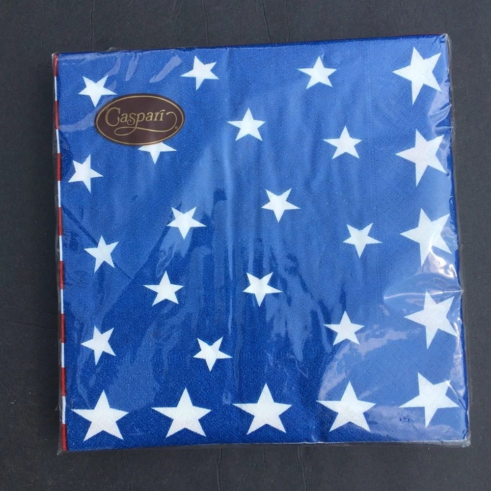 Caspari Paper Napkins Stars Stripes Red White Blue 4th Of July 1 Package New